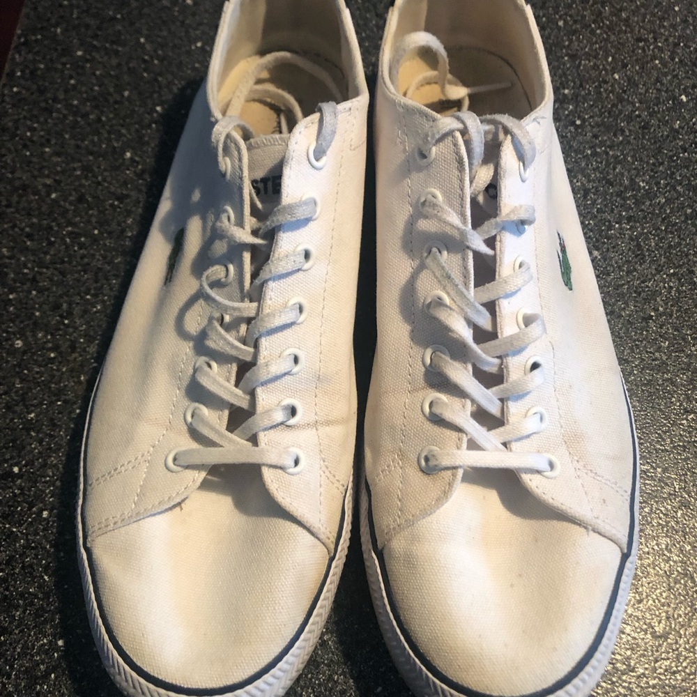 Lacoste White Canvas Sneakers size 10.5 - Picture 13 of 15
